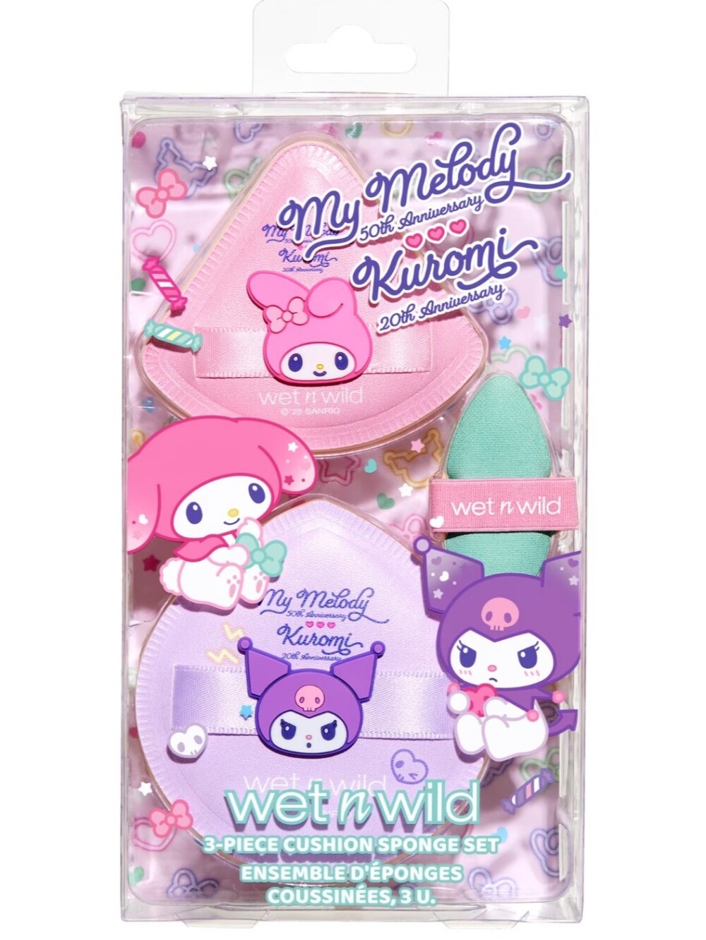 NWT Wet n Wild My Melody & Kuromi Pink and Lavender Cushion Sponge Set of 3